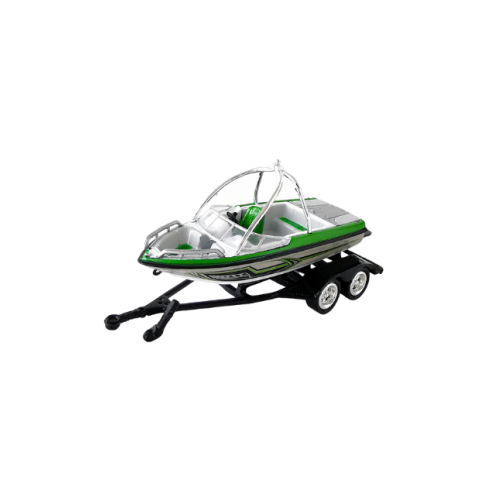Båt Med Släp Ljusgrå Grön Poly Johnny Lightning 