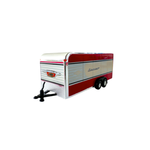Enclosed Car Trailer Cameo Vit Röd Johnny Lightning
